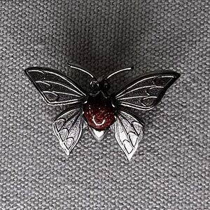 Silver and Red Butterfly Brooch